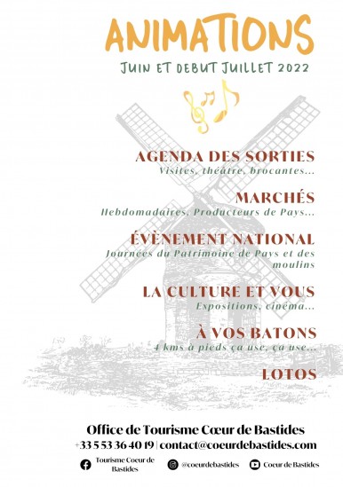Sorties & activités en Cœur de Bastides | juin 2022
