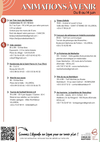 Animations de la semaine du 8 au 14 juin