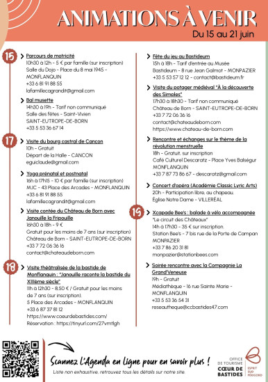 Animations de la semaine du 15 au 21 juin